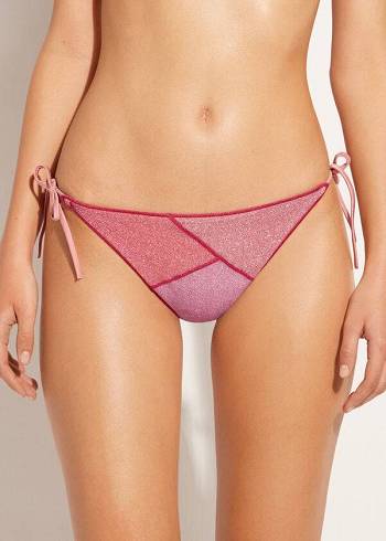 Calzedonia String Tie Lamé Lisbona Bikiniunderdel Dam Rosa | SE2570HK