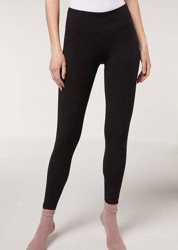 Calzedonia Supima Bomull Leggings Dam Svarta | SE1498LH