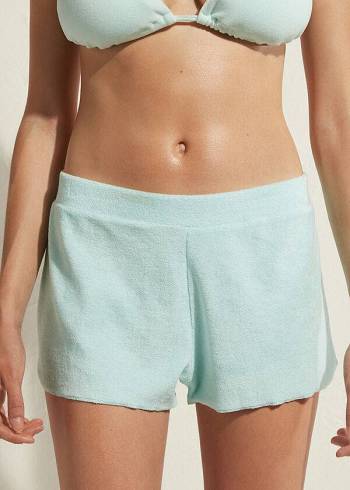 Calzedonia Terrycloth Shorts Cover Ups Dam Blå | SE2042JJ