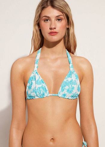 Calzedonia Triangle String Sorrento Bikinitoppar Dam Blå | SE2132EX