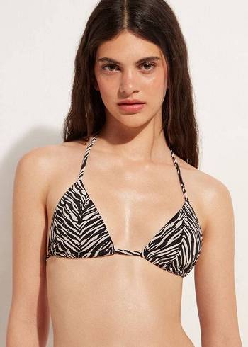 Calzedonia Triangle String Zebra Nairobi Bikinitoppar Dam Svarta | SE2126VD