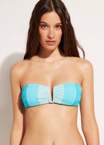 Calzedonia Vadderad Bandeau Azzorre Bikinitoppar Dam Turkos | SE2407VD