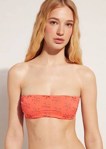 Calzedonia Vadderad Bandeau Corfù Bikinitoppar Dam Korall Orange | SE2406BC