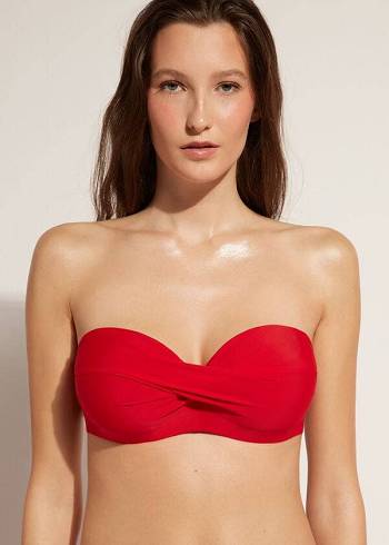 Calzedonia Vadderad Bandeau Indonesia Strapless Bikinitoppar Dam Röda | SE2379NB