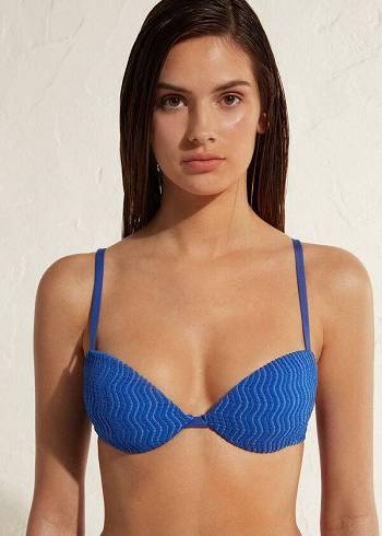 Calzedonia Vadderad Push-Up Mykonos Bikinitoppar Dam Blå | SE2322RW