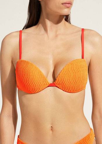 Calzedonia Vadderad Push-Up Mykonos Bikinitoppar Dam Orange | SE2323EX