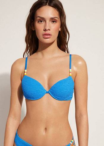 Calzedonia Vadderad Push-Up San Diego Bikinitoppar Dam Blå | SE2313DN