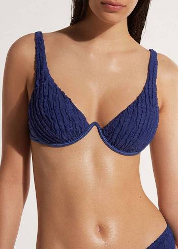 Calzedonia Vadderad Push-up Marrakech Bikinitoppar Dam Marinblå | SE2327NB