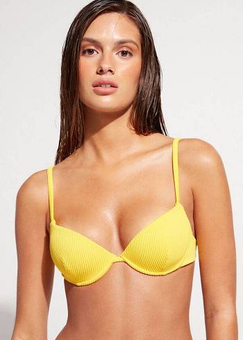 Calzedonia Vadderad Push-up New York Bikinitoppar Dam Gula | SE2318IS