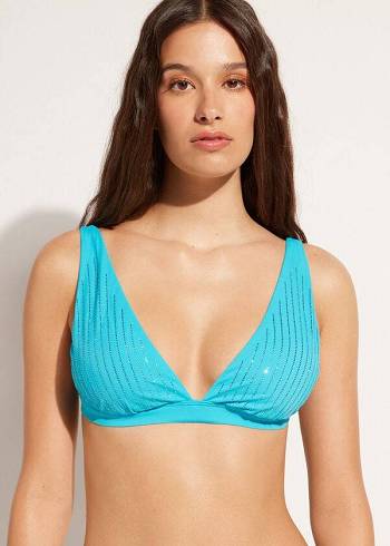 Calzedonia Vadderad Triangle Shanghai Bikinitoppar Dam Turkos | SE2255CE