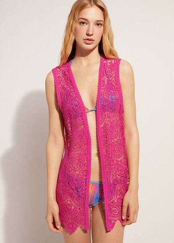 Calzedonia Ärmlös Crochet Cover Ups Dam Rosa | SE2074VD