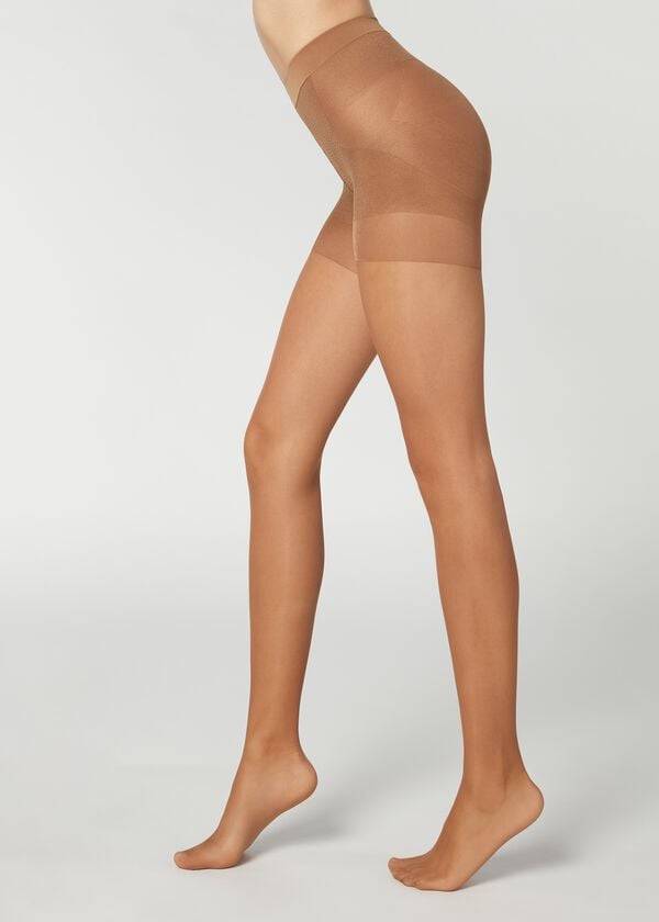 Calzedonia 15 Denier Total Shaper Sheer Strumpbyxor Dam Khaki | SE3056OR