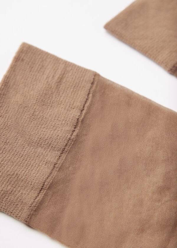 Calzedonia 20 Denier Bekvämlighet Cuff Knee-Highs Long Strumpor Dam Beige Bruna | SE1966LH