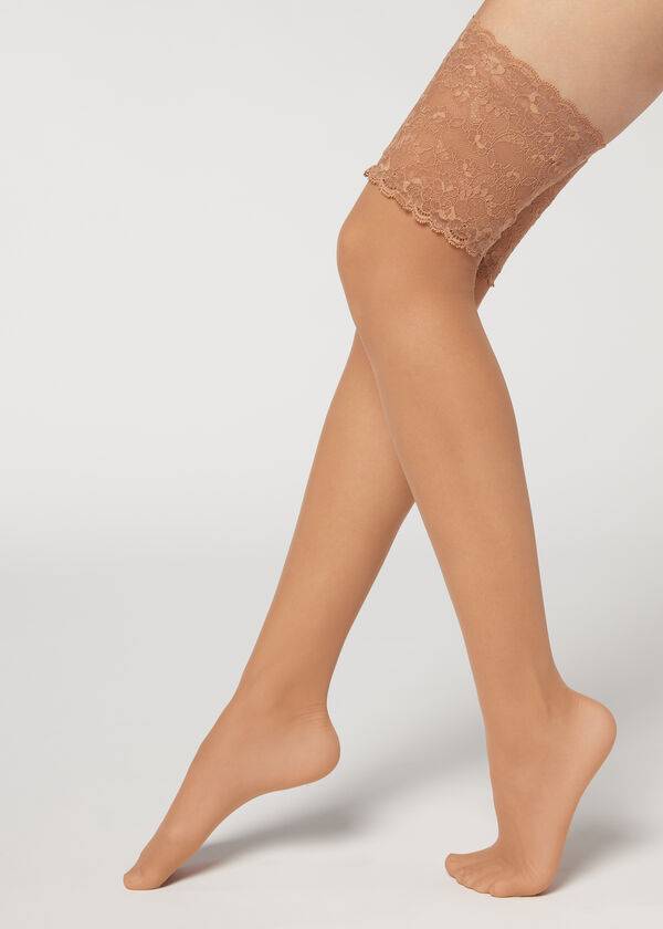 Calzedonia 20 Denier Opaque Thigh-Highs Strumpor Dam Beige | SE2954DN