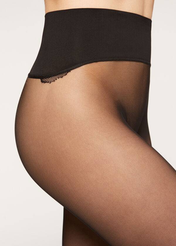 Calzedonia 20 Denier Seamless Totally Invisible Sheer Strumpbyxor Dam Svarta | SE3035EX