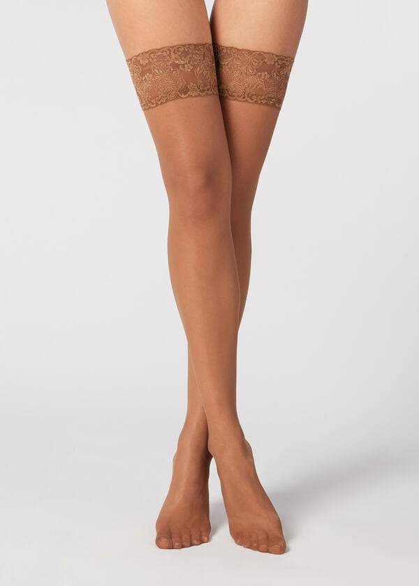 Calzedonia 20 Denier Sheer Thigh-Highs Strumpor Dam Bruna | SE2944VD