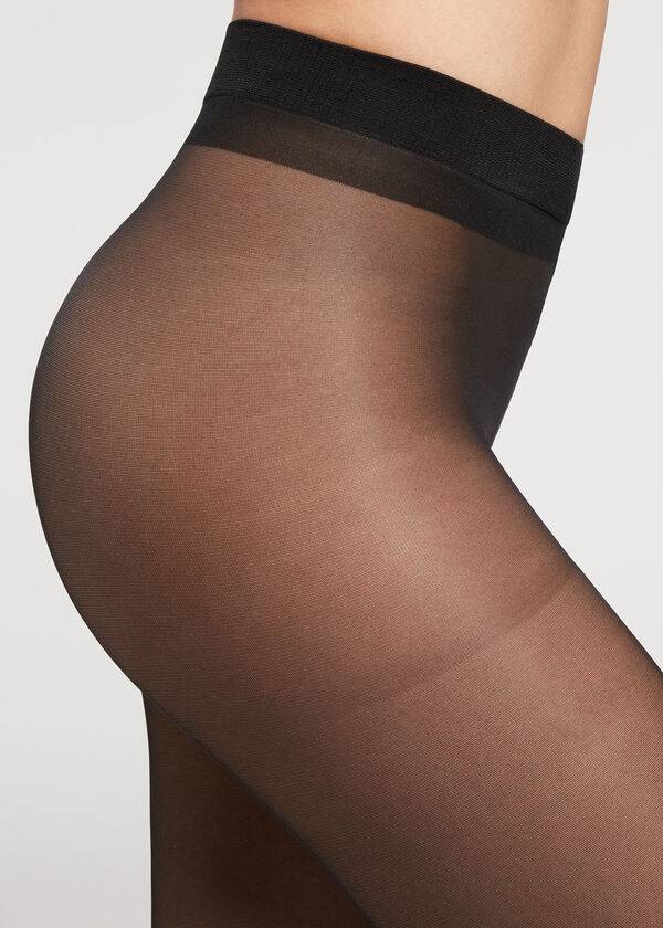 Calzedonia 30 Denier Sheer Shaping with Control Top Strumpbyxor Dam Svarta | SE3006YU