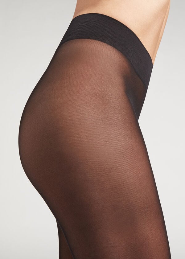 Calzedonia 30 Denier Total Bekvämlighet Soft Touch Opaque Strumpbyxor Dam Svarta | SE3174YU