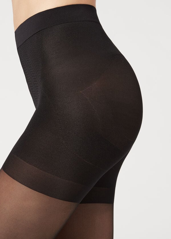 Calzedonia 30 Denier Total Shaper Sheer Strumpbyxor Dam Svarta | SE2999DN