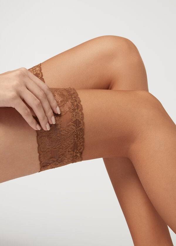 Calzedonia 8 Denier Ultra Sheer Thigh-Highs Strumpor Dam Beige | SE2935YU