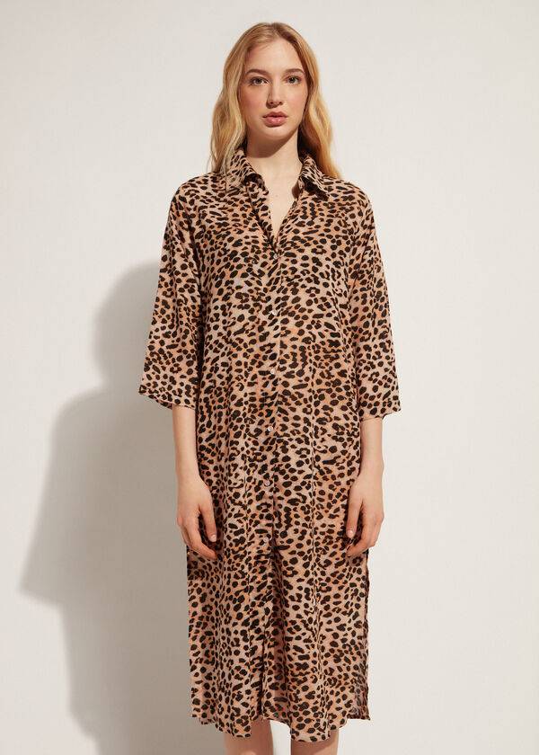 Calzedonia Animal Patterned Midi Shirt Cover Ups Dam Bruna | SE2124XF