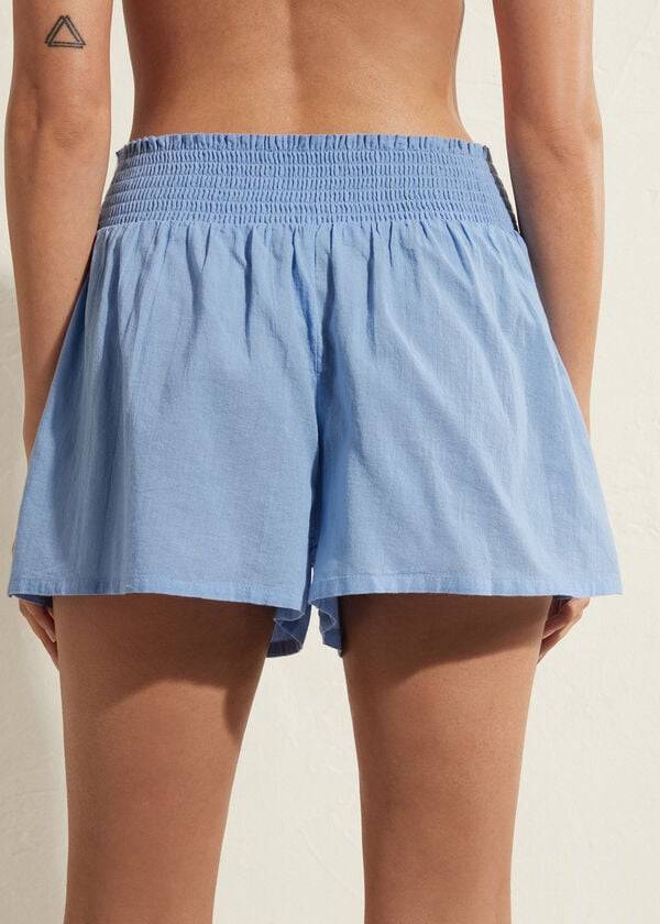 Calzedonia Bomull Shorts Cover Ups Dam Blå | SE2073CE