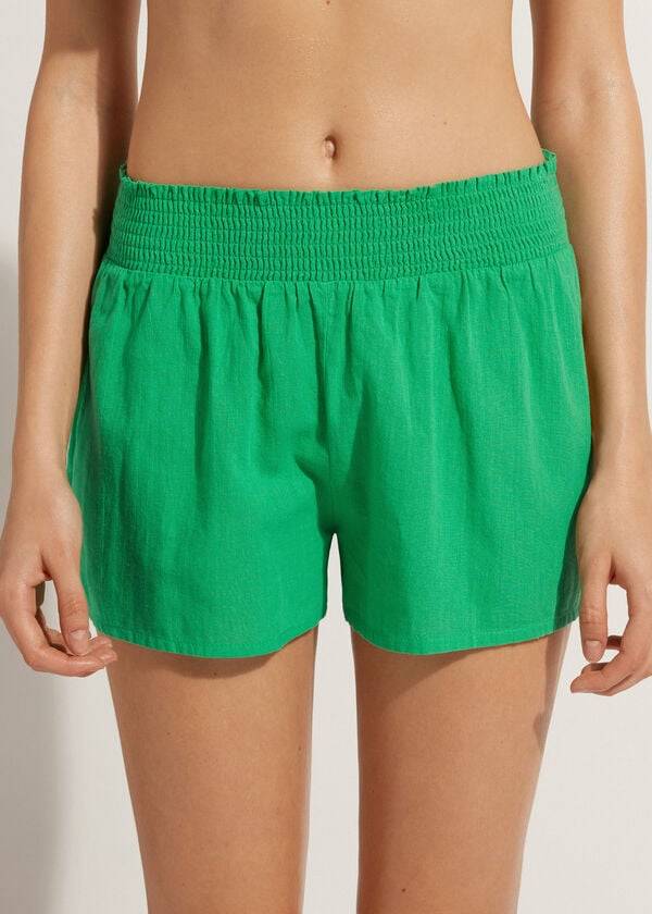 Calzedonia Bomull Shorts Cover Ups Dam Gröna | SE2065FM