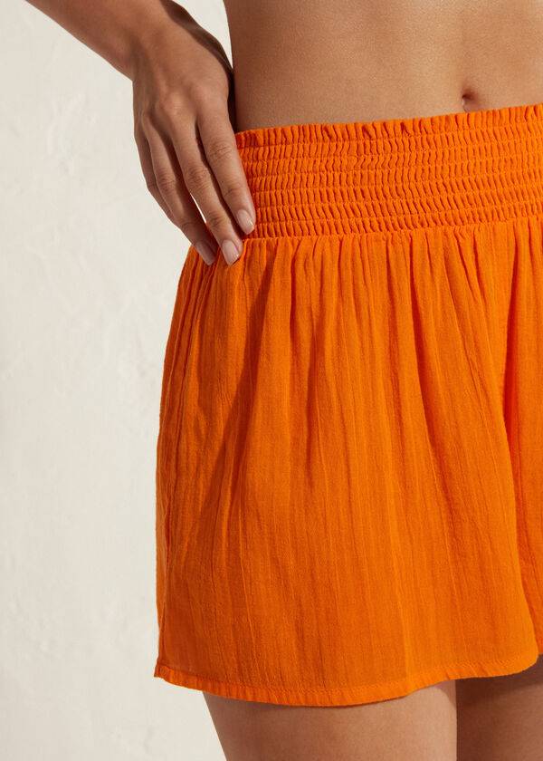 Calzedonia Bomull Shorts Cover Ups Dam Orange | SE2070LH