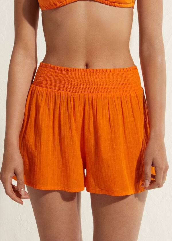 Calzedonia Bomull Shorts Cover Ups Dam Orange | SE2070LH