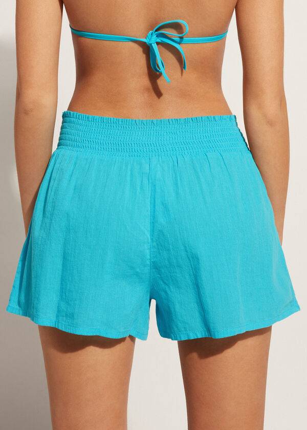 Calzedonia Bomull Shorts Cover Ups Dam Turkos Gröna | SE2064DN