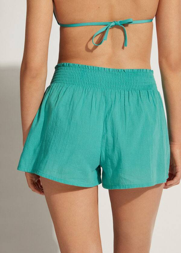 Calzedonia Bomull Shorts Cover Ups Dam Turkos | SE2072XF