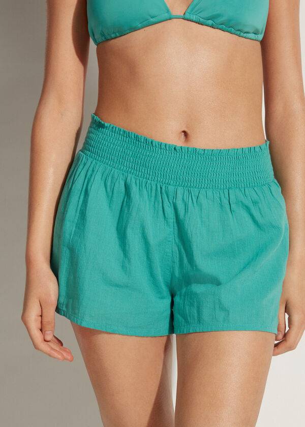 Calzedonia Bomull Shorts Cover Ups Dam Turkos | SE2072XF