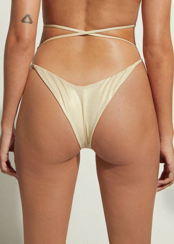 Calzedonia Brazilian String Abu Dhabi Bikiniunderdel Dam Guld | SE2865TV