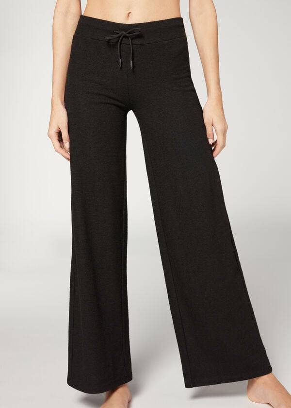 Calzedonia Cashmere Palazzo Leggings Dam Svarta | SE1566OR