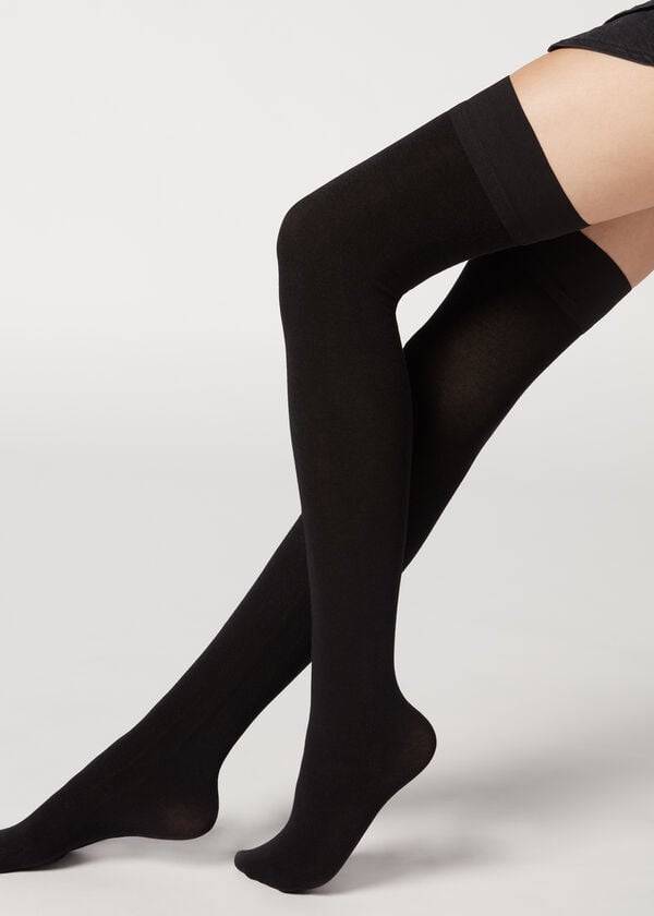 Calzedonia Cashmere Thigh-Highs Strumpor Dam Svarta | SE2930AP