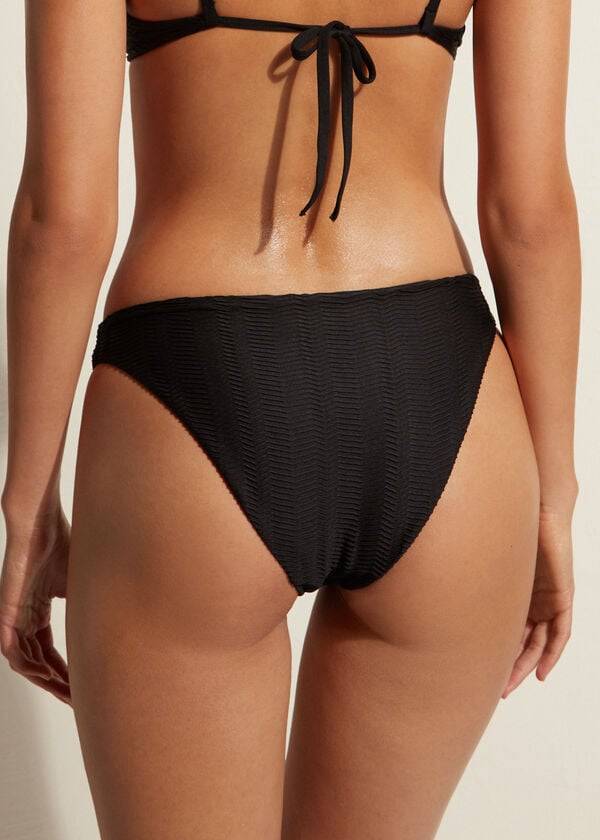 Calzedonia Chevron Casablanca Bikiniunderdel Dam Svarta | SE2843OR