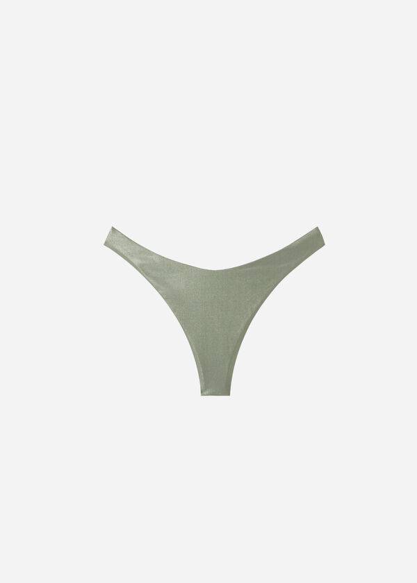 Calzedonia Coated-Effect High-Cut Brazilian Antigua Bikiniunderdel Dam Gröna | SE2828VD