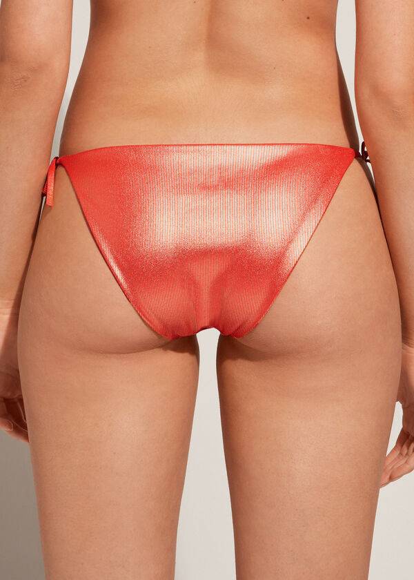 Calzedonia Coated-Effect String Antigua Bikiniunderdel Dam Korall Orange | SE2825MA