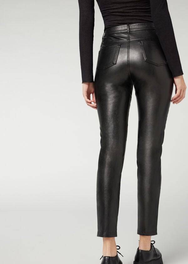 Calzedonia Coated Thermal Mager Biker Byxor Dam Svarta | SE1469HK