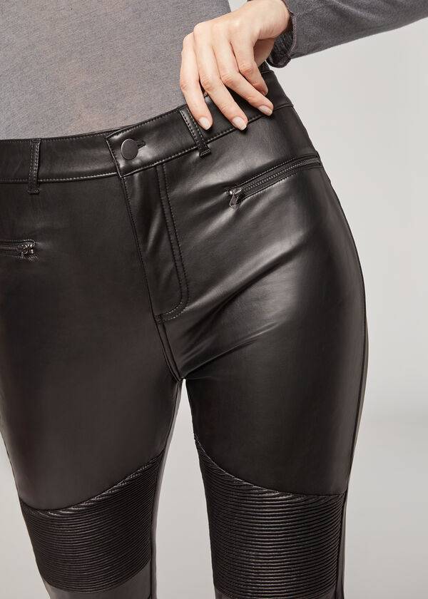 Calzedonia Coated Thermal Mager Biker Byxor Dam Svarta | SE1469HK