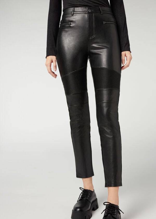 Calzedonia Coated Thermal Mager Biker Byxor Dam Svarta | SE1469HK