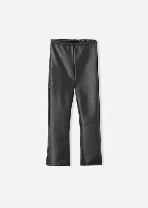 Calzedonia Coated Thermal Mini-flare Leggings Barn Svarta | SE1068TV