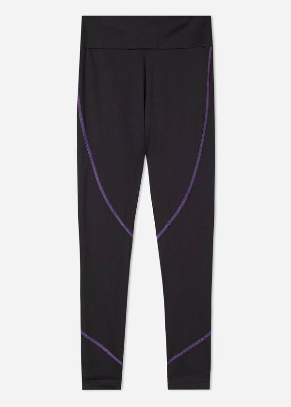 Calzedonia Contrast Seam Performance Gympa Leggings Dam Svarta Lila | SE1556NB