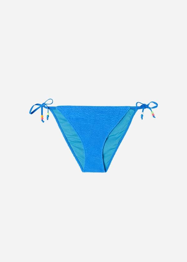 Calzedonia Crinkled String San Diego Bikiniunderdel Dam Blå | SE2814AP