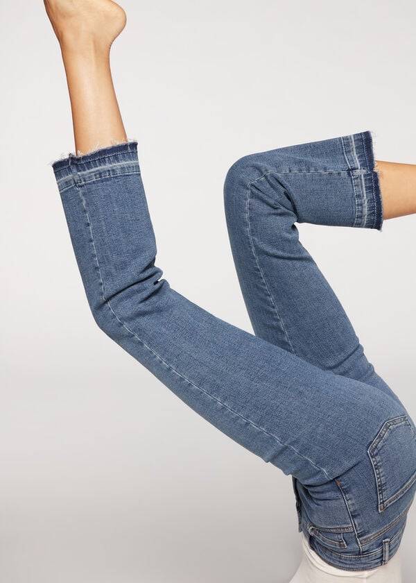 Calzedonia Cropped Flare Jeans Dam Blå | SE1628LH