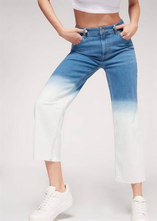 Calzedonia Cropped Hetero-Leg Jeans Dam Blå Vita | SE1625HK