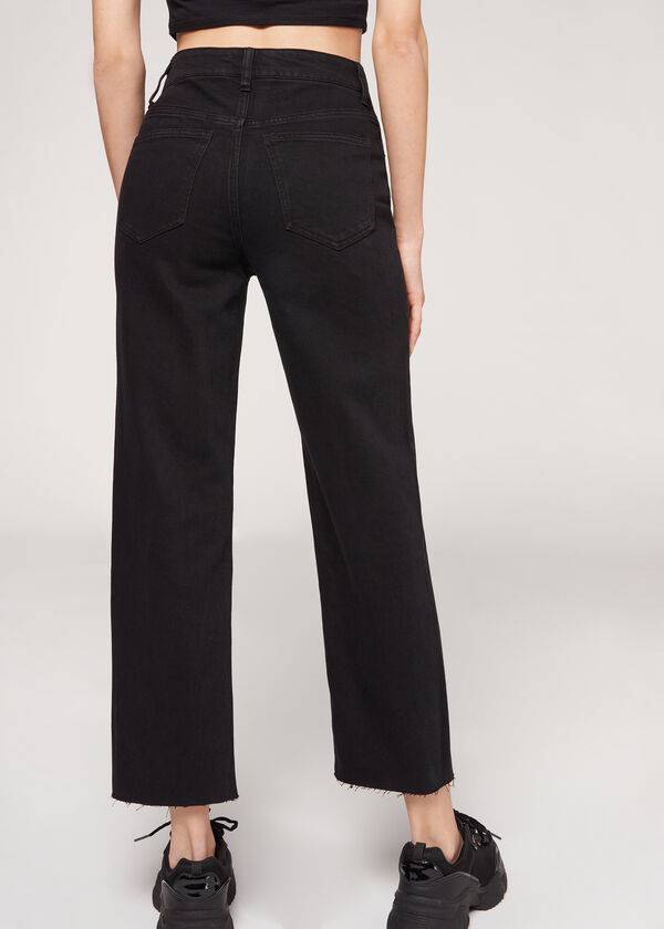 Calzedonia Cropped Hetero-Leg Jeans Dam Svarta | SE1627KI