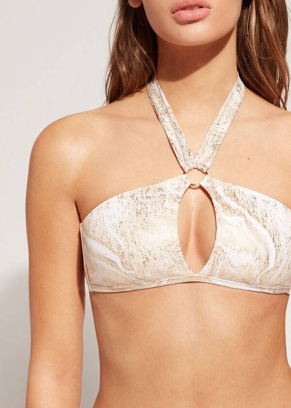 Calzedonia Cut-Out Bandeau Hollywood Bikinitoppar Dam Guld | SE2484BC