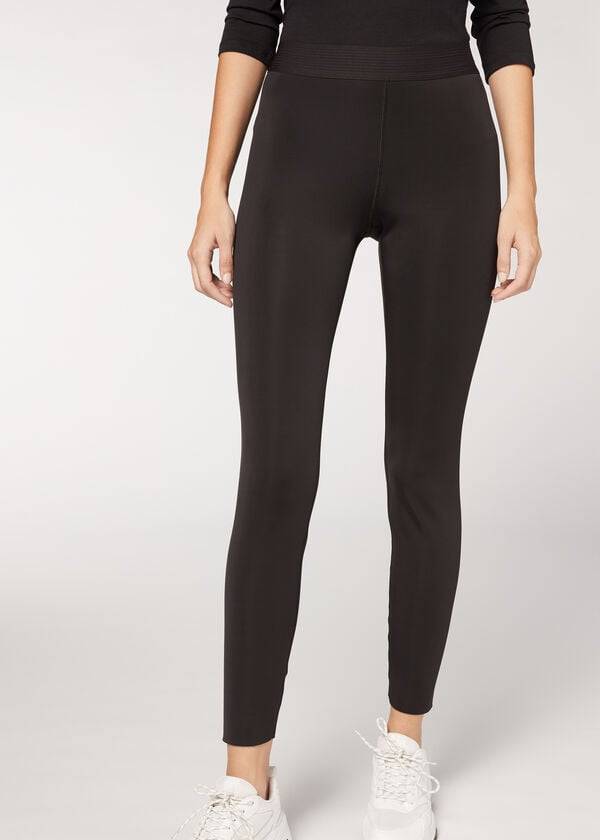 Calzedonia Double Faced Plush Leggings Dam Svarta | SE1549KI