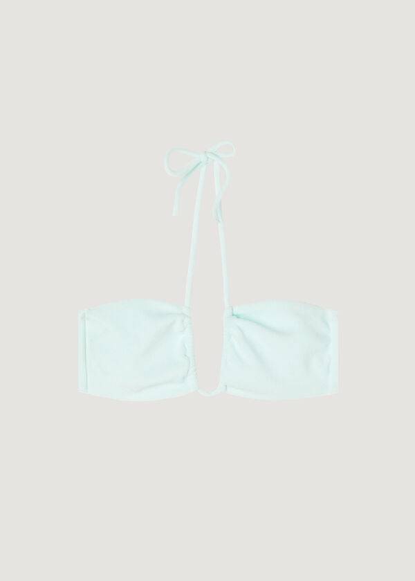 Calzedonia Drawstring Bandeau Beverly Hills Eco Bikinitoppar Dam Blå | SE2481QZ